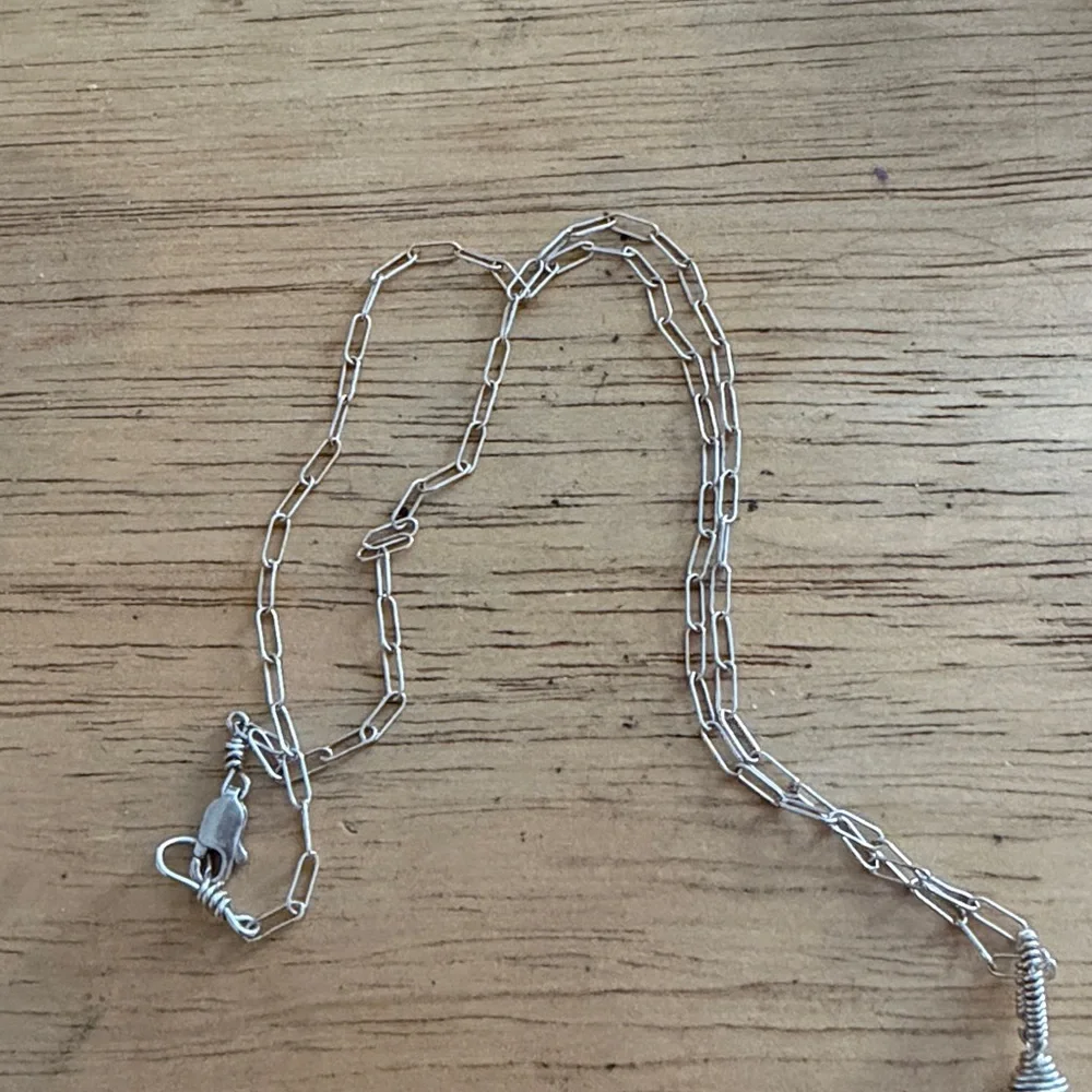 Turquoise Teardrop Pendant Necklace - Sterling Silver Chain - Picture 3 of 3